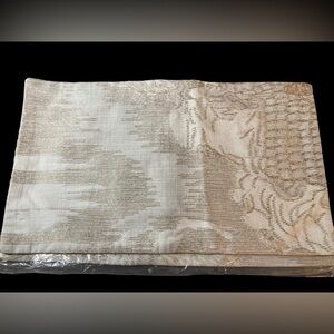 West Elm Cotton Linen Cream+Metallic Embroidered Pillow Covers NEW 12X21